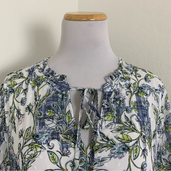 NWT Torrid Mini Clip Dot Front Keyhole Dress Floral Semi Sheer Sleeve Sz 1 - Picture 5 of 14